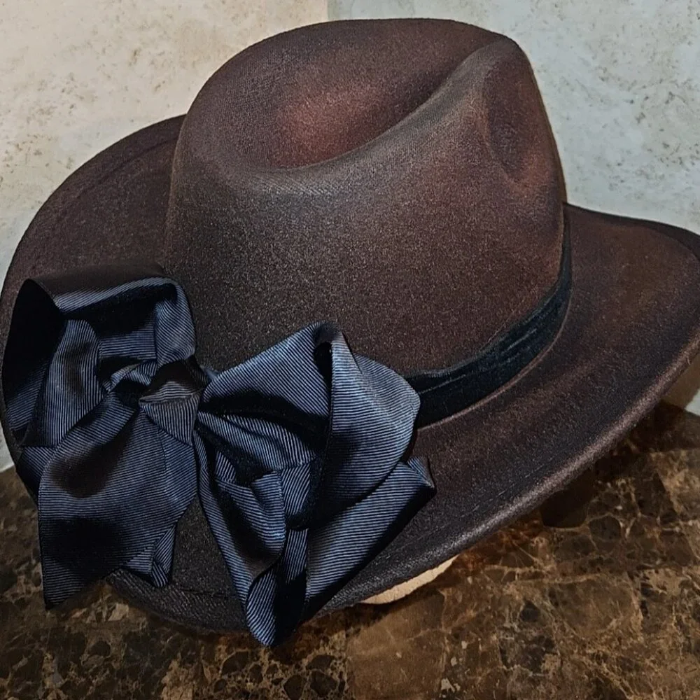 Dark Brown Fedora Custom Hat Women's  Adjustable NEW - Picture 2 of 5